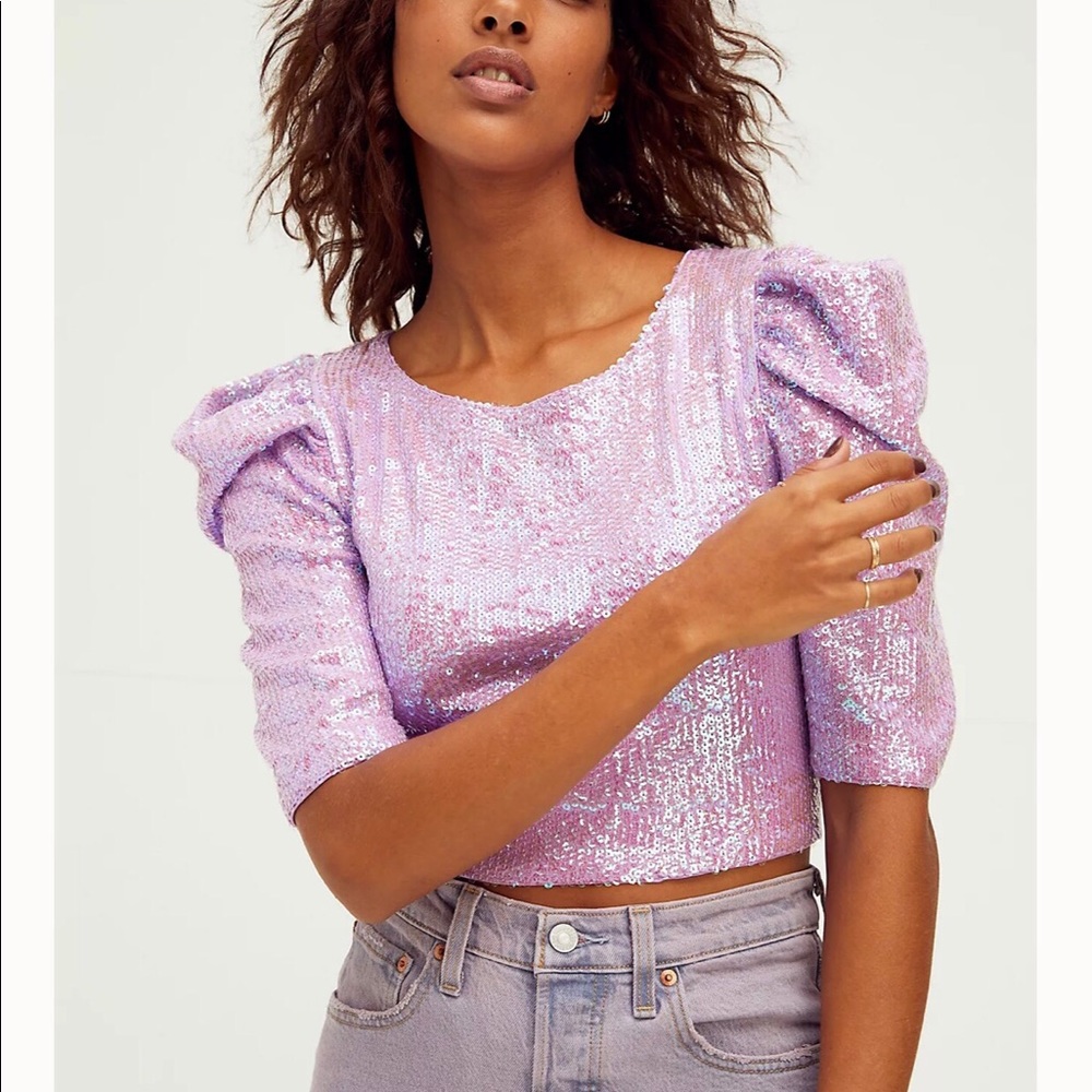 Free People silver sequence backless top - Picture 2 of 7